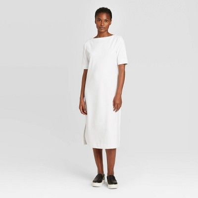 Women's Short Sleeve Crewneck Midi Dress - Prologue™ White | Target