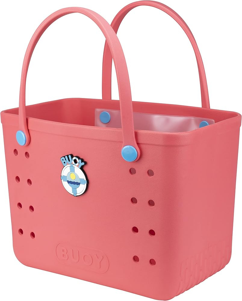 Large Rubber Tote Bag With Waterproof Zipper Pocket | Easy To Clean EVA Rubber Beach Bag With Hol... | Amazon (US)