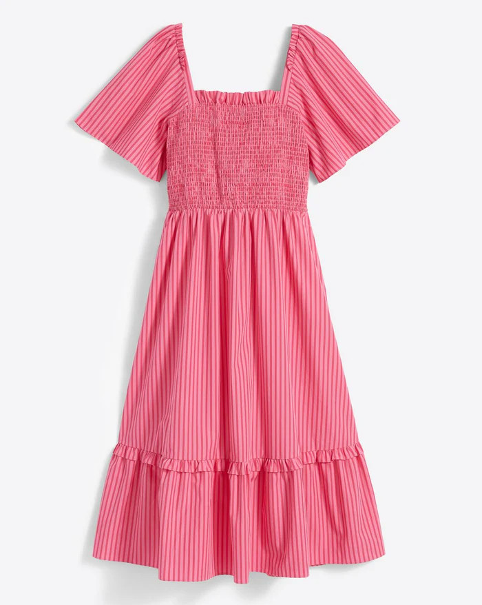Deana Smocked Dress in Pink Stripe | Draper James (US)