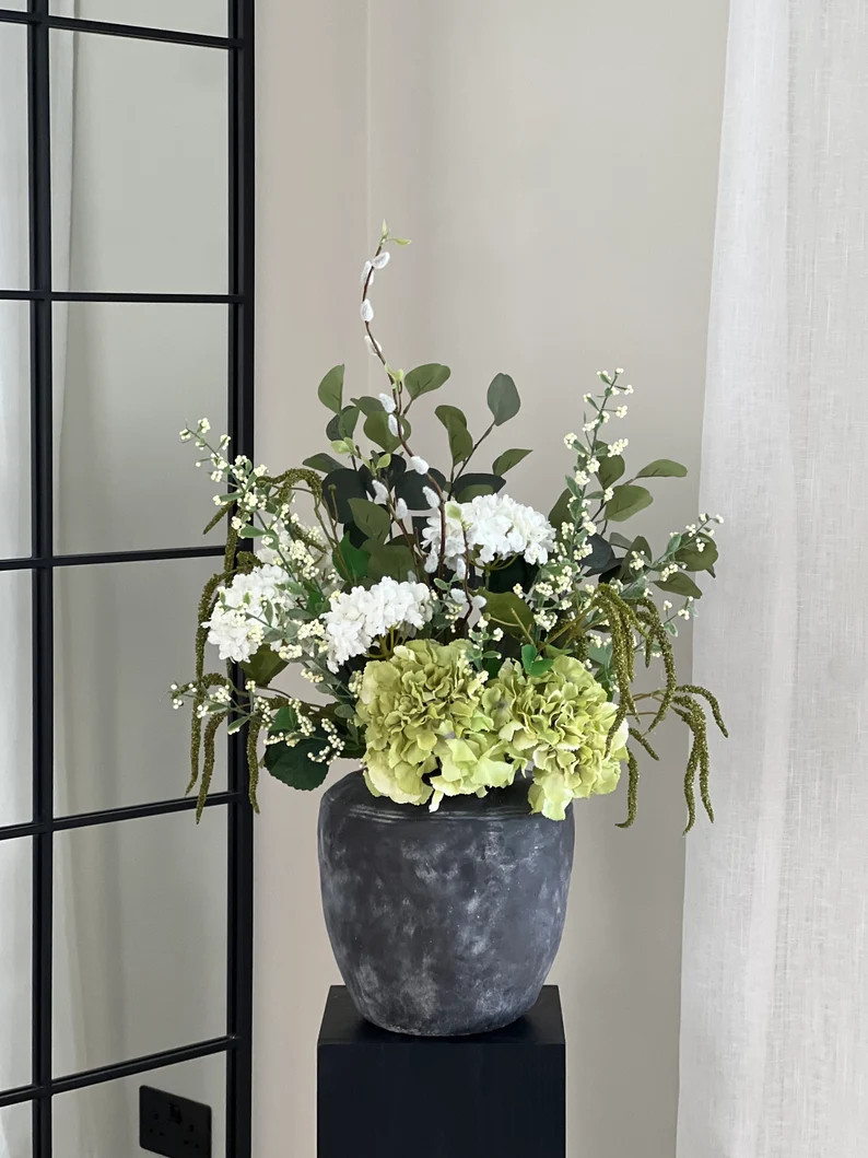 25cm Rustic Grey Stone Vase, Vintage Vase, Vessel, Clay Vase, Cement Vase, Rustic Vase, Aged Vase... | Etsy (US)