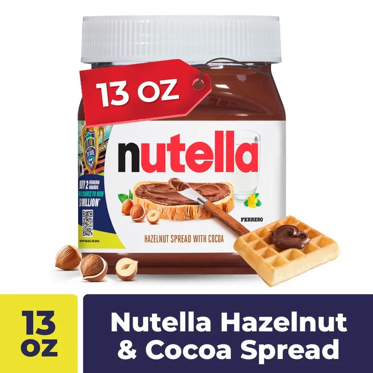Nutella Hazelnut Spread with Cocoa, Creamy Hazelnut Spread, Breakfast Favorite, 13 oz Jar | Walmart (US)