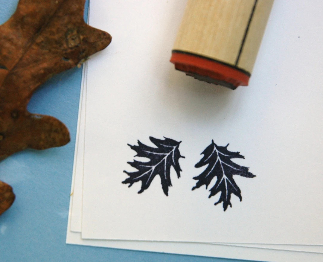Black Oak Leaf  Rubber Stamp | Etsy (US)