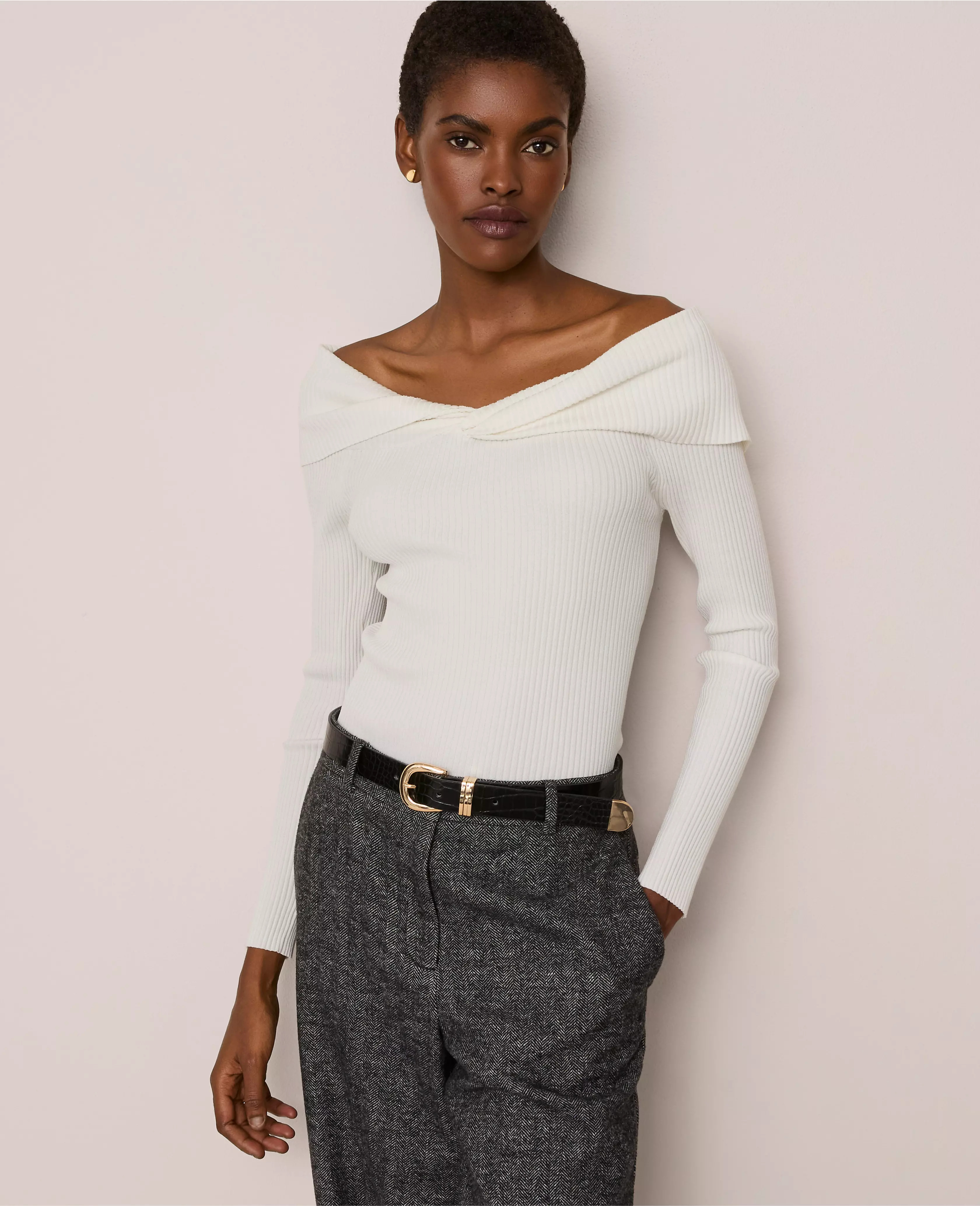 Twisted Off-The-Shoulder Sweater | Ann Taylor