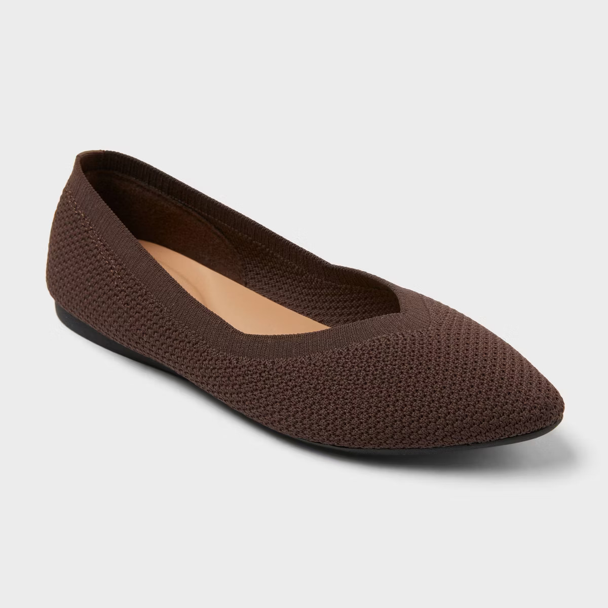 Women's Claire Knit Washable Flats - A New Day™ Dark Brown 5.5 | Target