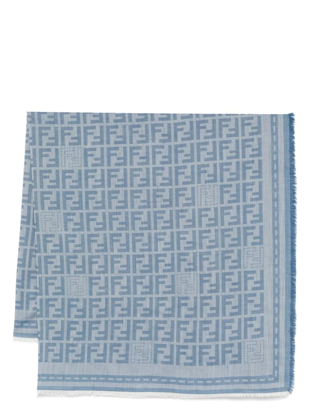 Fendi Women's Ff Wool Scarf in Blue | Size UNI | FXT069AUM1F0RU7 | LOZURI