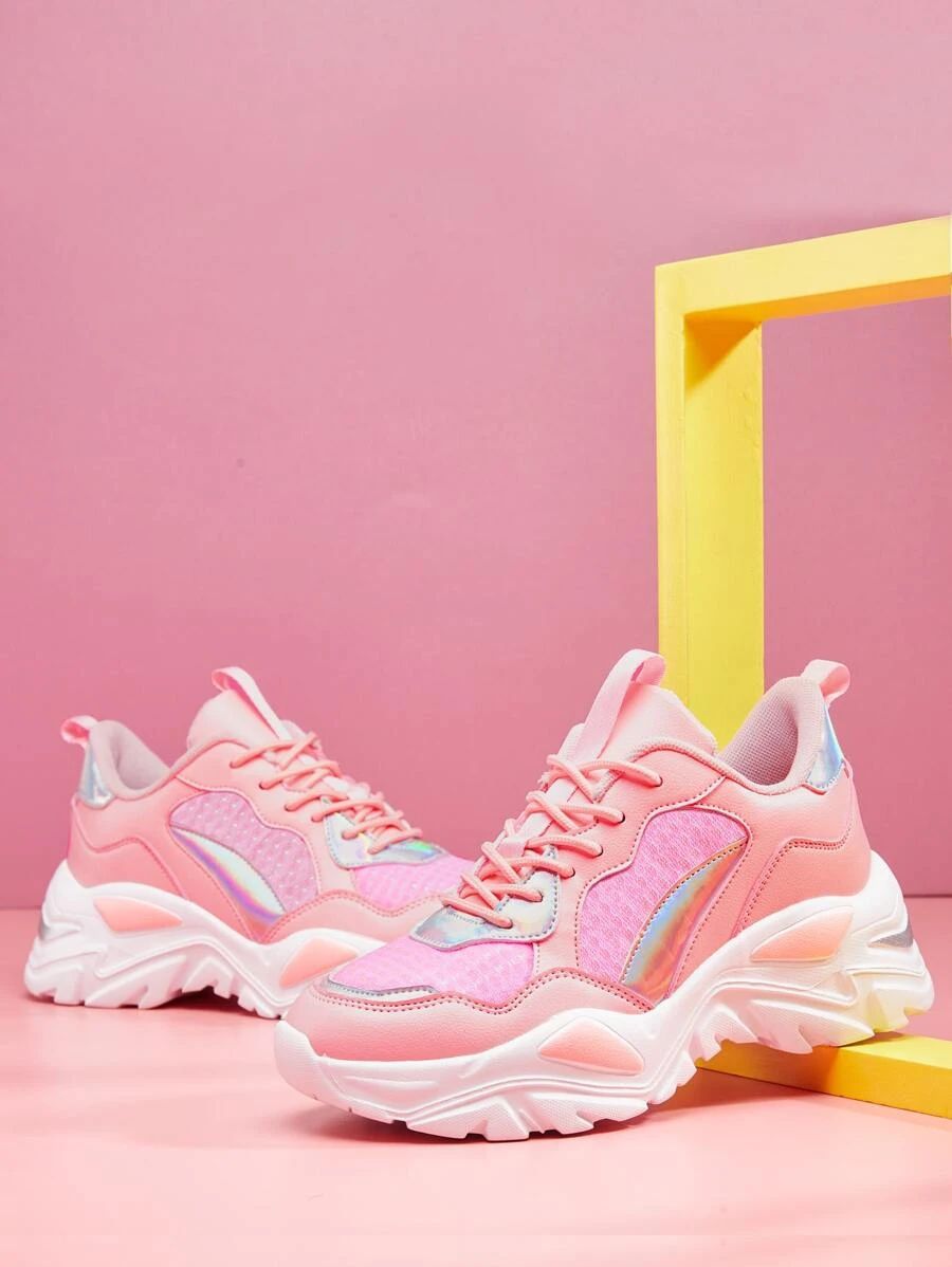 Holographic Panel Chunky Sneakers | SHEIN