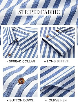 Cicy Bell Womens Oversized Striped Button Down Shirts Boyfriend Long Sleeve Collared Work Blouses | Amazon (US)