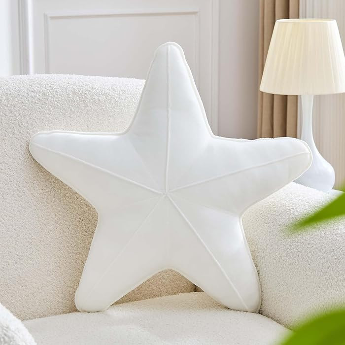 Uvvyui Starfish Pillow Cute Star Decorative Throw Pillows with Soft Velvet Sea Pillow Aesthetic H... | Amazon (US)