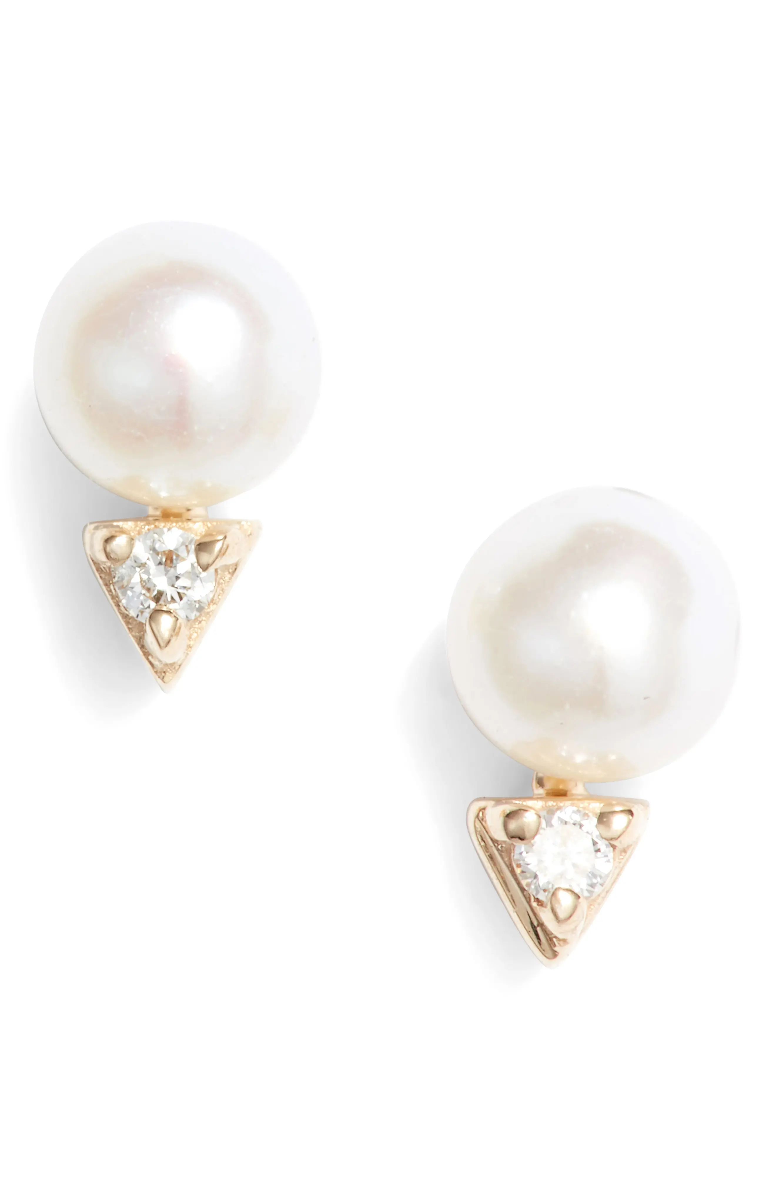 Women's Dana Rebecca Designs Pearl & Diamond Stud Earrings | Nordstrom