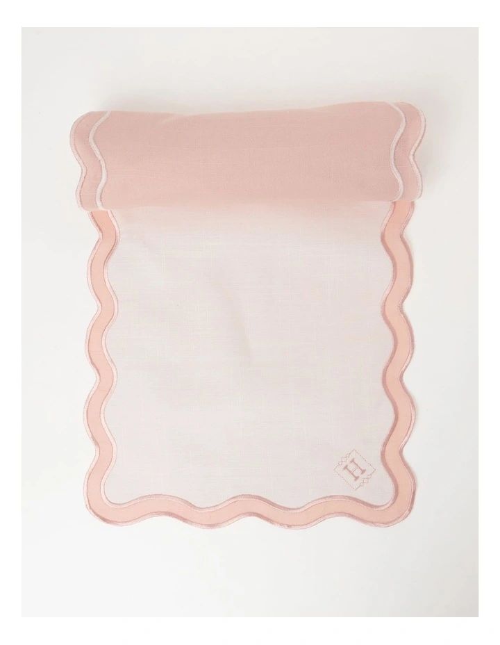 Florence Scalloped Edge in Pink/White Pink and White Table Runner | Myer