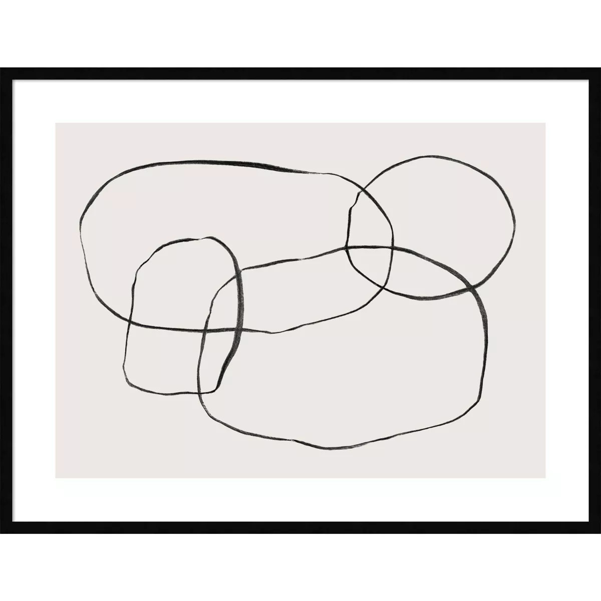 40" x 31" Modern Circles by Teju Reval Framed Wall Art Print Black - Amanti Art | Target