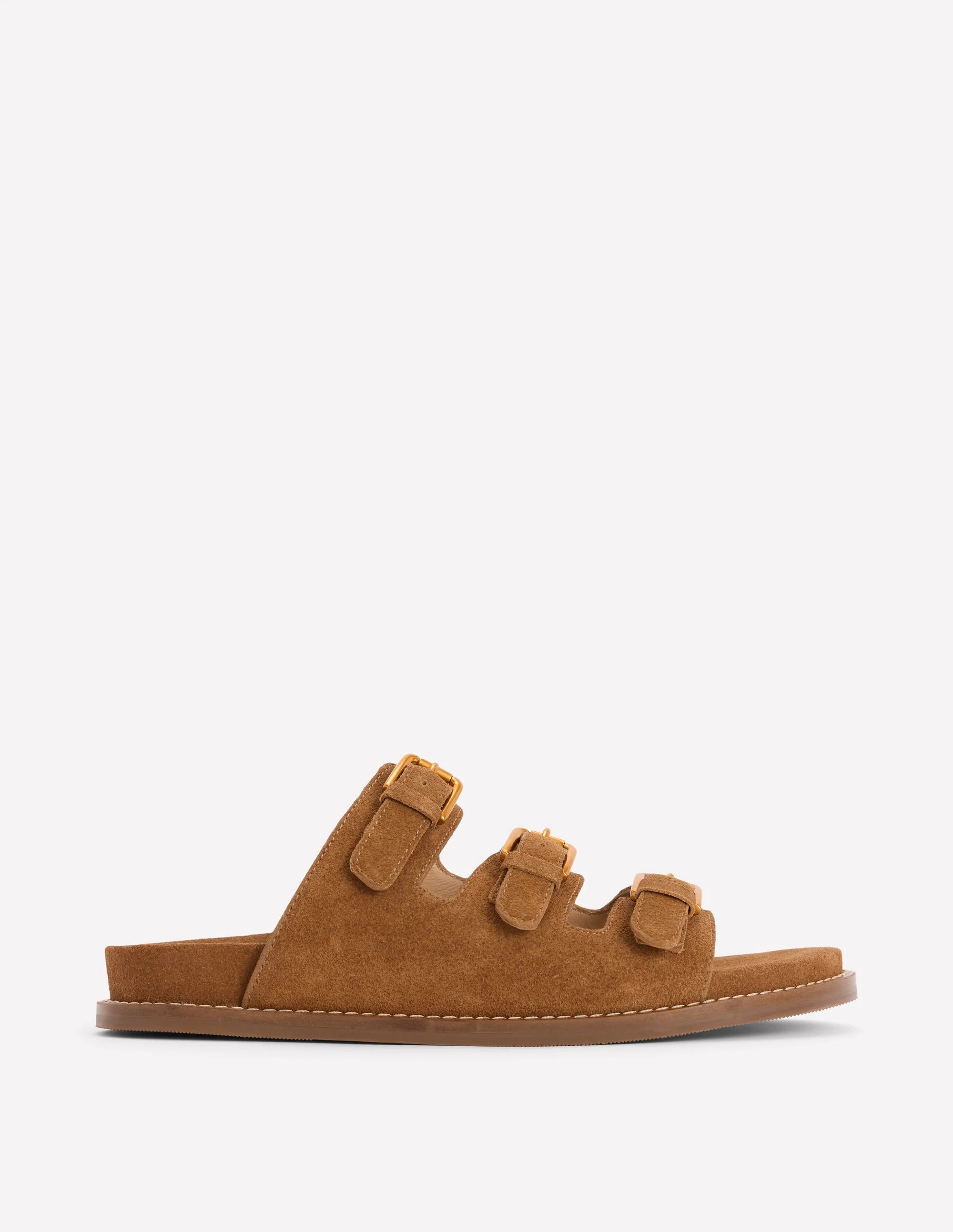 Triple Strap Footbed Sandal-Tan | Boden UK