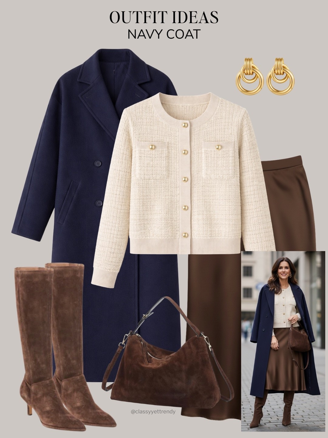 4 ways to wear a Navy Coat ✔️ Mix and match sweaters, pants, jeans, skirt, shoes and accessories to create multiple winter outfits 🎉 Elevated wardrobe staples—cool tones, deep browns, textured grey, taupe, creams and effortless layering.

#winterstyle #outfitinspiration #capsulewardrobe #everydaystyles #winteredit