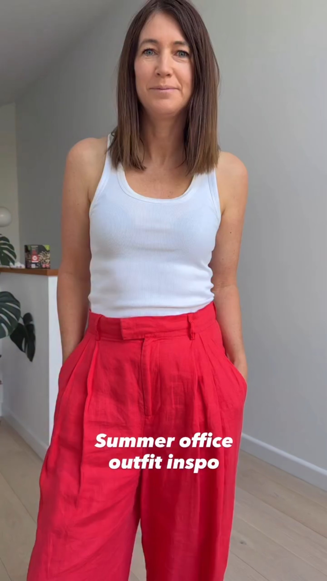 Summer means dopamine dressing 🍉

These trusty linen pants come out every year and they just scream hot weather. I love pairing them with a simple white tank because honestly, what else do you need?

It was a little fresh first thing, so of course I added a jacket with a little shoulder moment to balance out the volume in the pants perfectly. A few gold jewels and I was out the door.

Easy, effortless, summer style at its best 🤍✨

OUTFIT DETAILS
White tank @zara.australia 
Linen pants @seedheritage (they do a version of these every year)
Wedges @bettsshoes (old)
Necklace @parpalajewelry (old)

#dailyoutfitideas #fashionover40 #everydaystyle 

What i’m wearing to work on a hot summers day. Linen trousers are a real summer wardrobe staple.
How to style bold colours for summer.