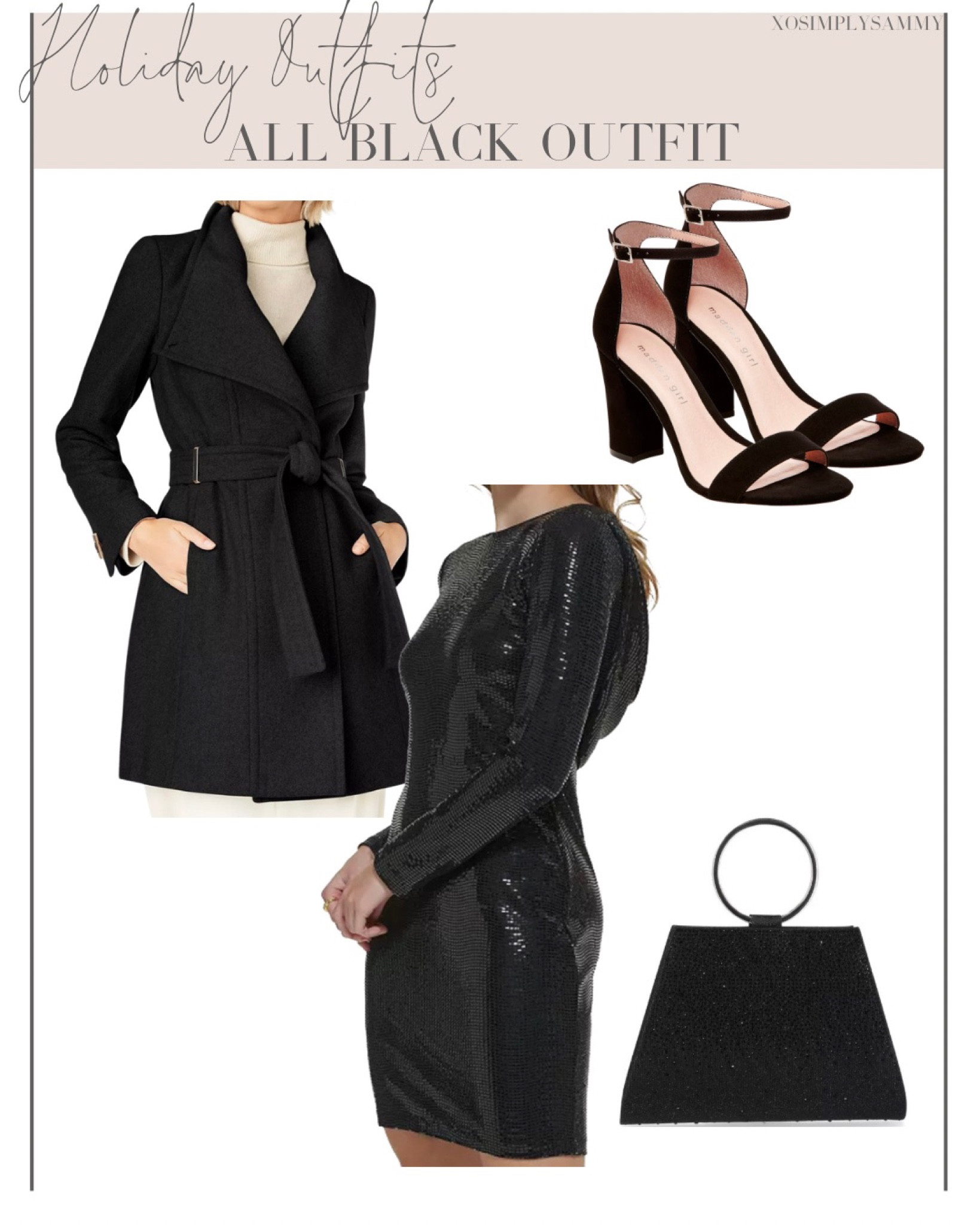 Holiday outfit inspo , winter fashion outfit inspo , fall fashion outfit inspo , holiday dress , Christmas dress , little black dress , black sequin dress , black coat , women’s coat sale , winter sale , black heels , women’s shoe sale , evening bag , evening clutch 

#LTKSeasonal #LTKHoliday #LTKstyletip