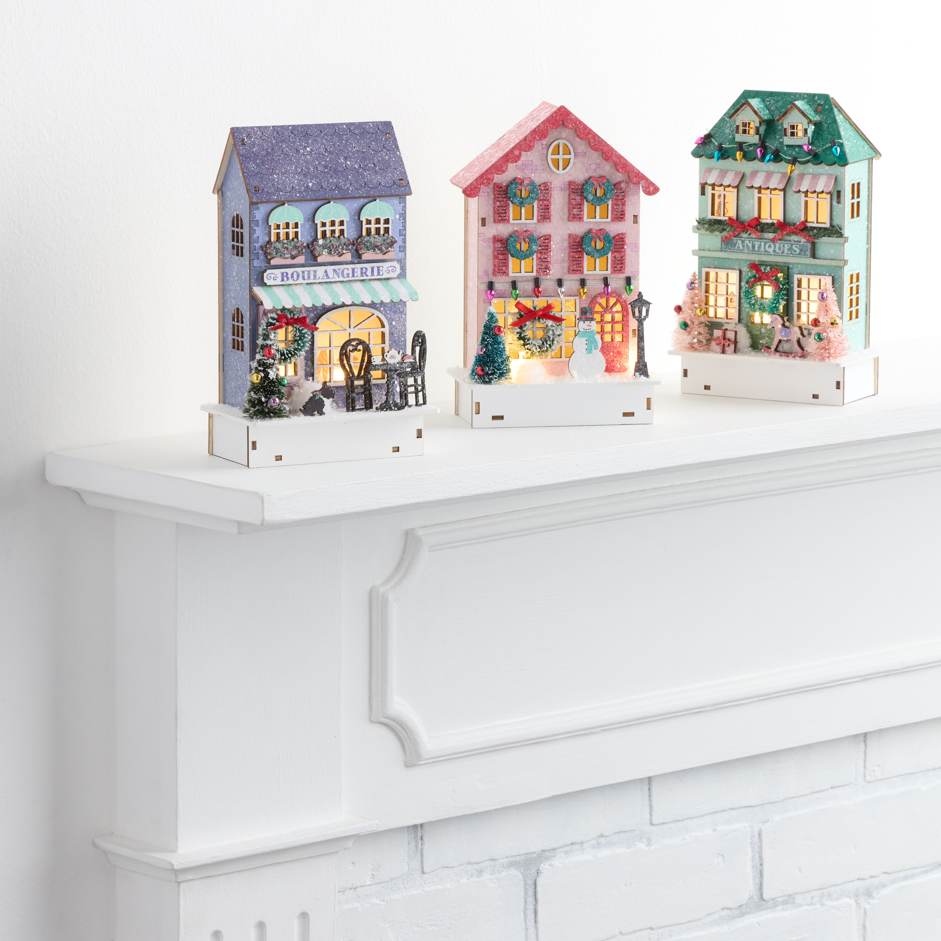 Laser Cut Wood Vintage Building LED Light Up Decor Collection | World Market