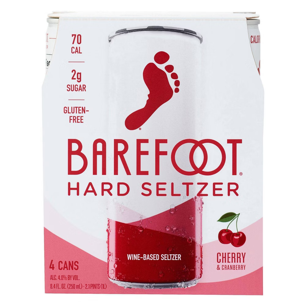 Barefoot Cherry Wine-Based Hard Seltzer - 4pk/250ml Cans | Target