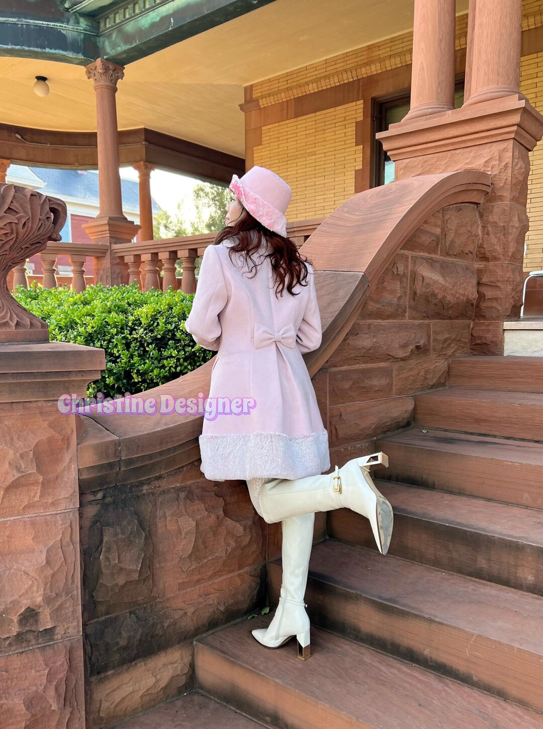 Princess Coat in Dusty Pink Fur Collar - Etsy | Etsy (US)