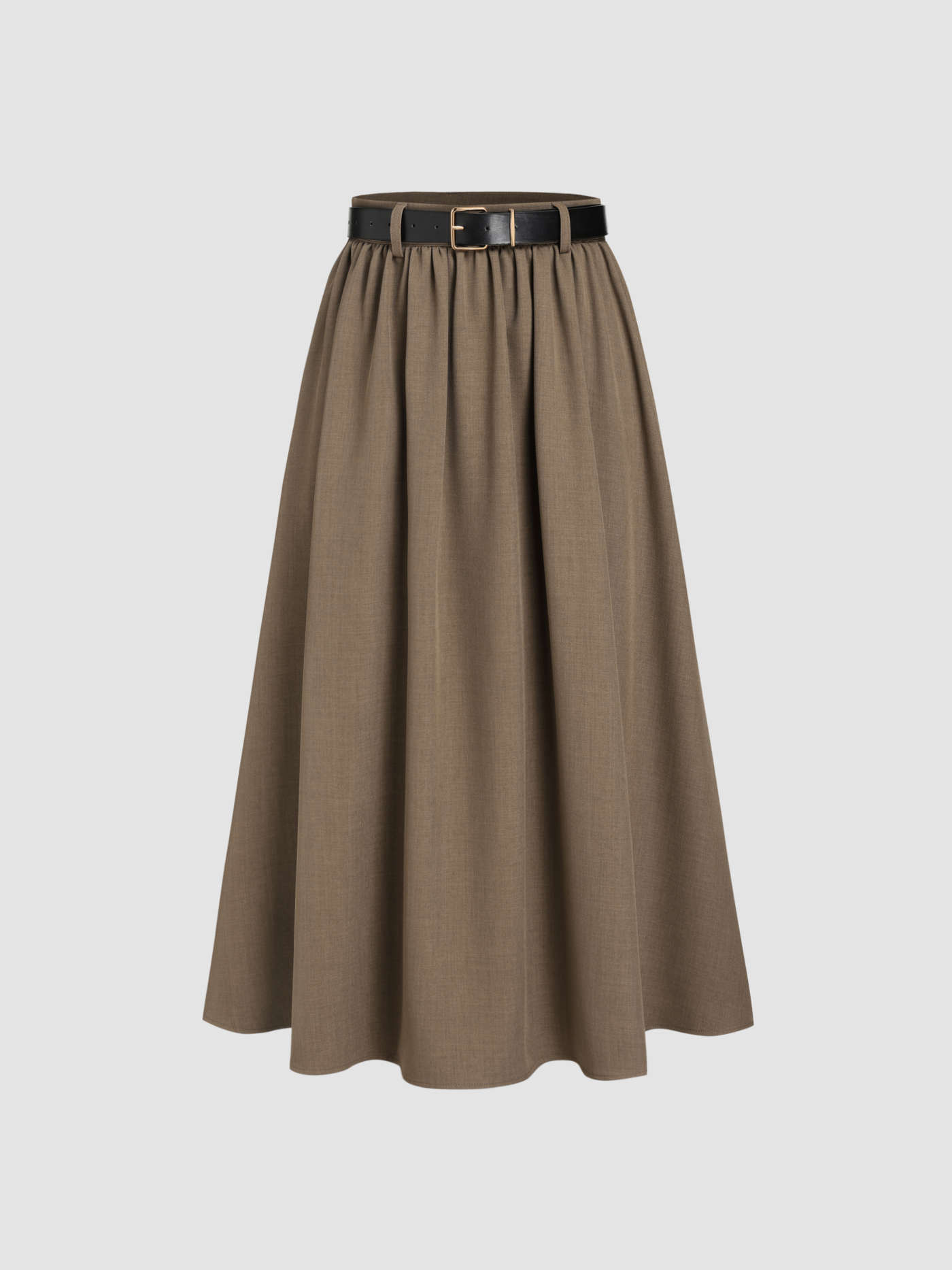 High Waist Solid Belted Maxi Skirt | Cider