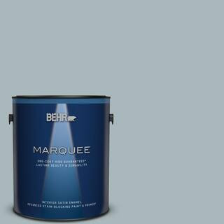 BEHR MARQUEE 1 gal. #N470-3 Half Sea Fog One-Coat Hide Satin Enamel Interior Paint & Primer 74500... | The Home Depot