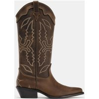 Zara - Leather Cowboy Boots In Brown - 4 - Woman | Zara UK