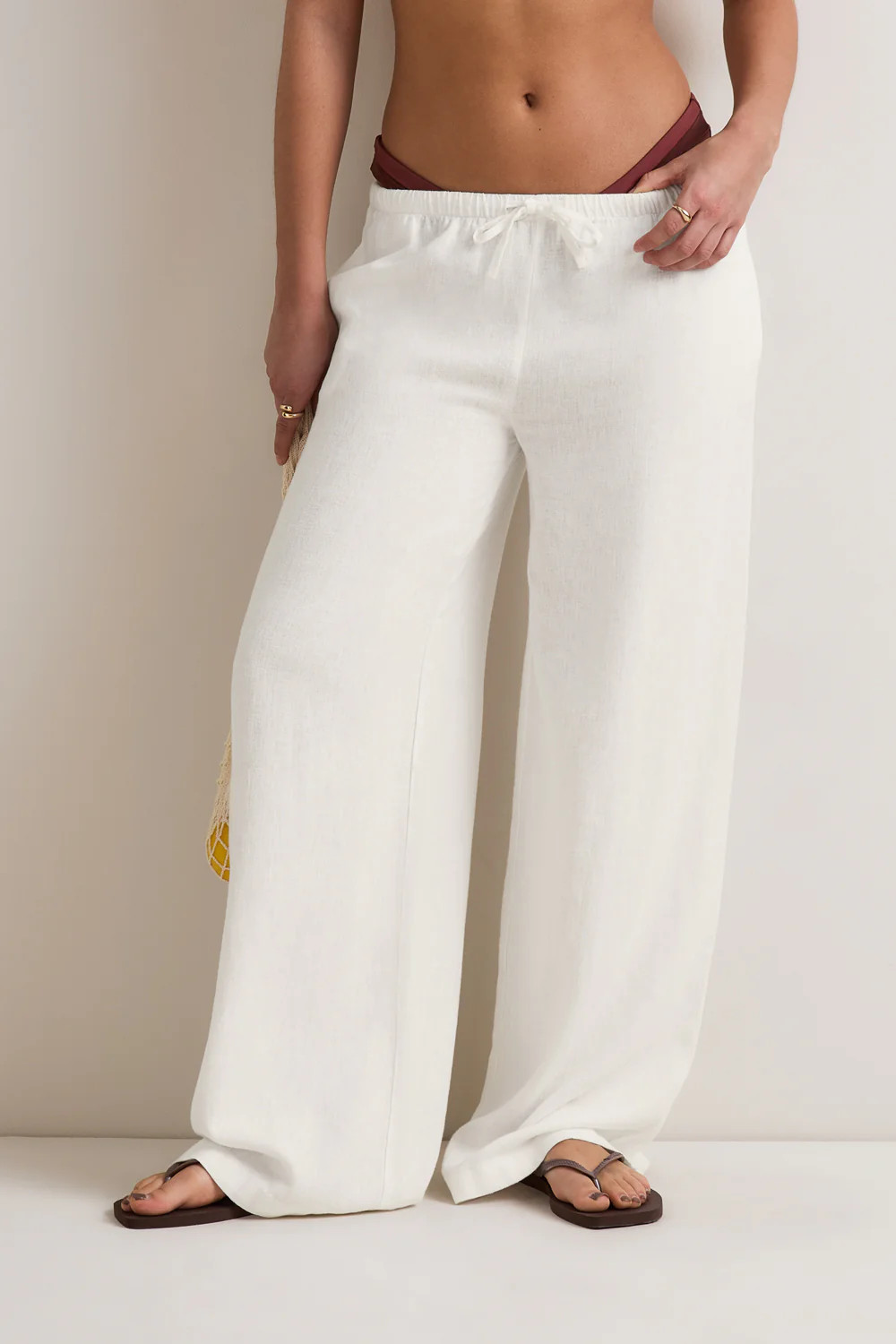 Soft Linen Drawstring Trouser - Ivory | TALA (UK)