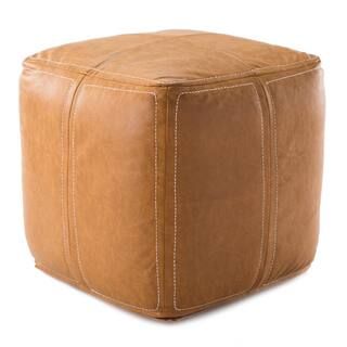 Suave Solid Tan Cube Pouf-POF100388 - The Home Depot | The Home Depot