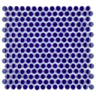 Merola Tile Hudson Penny Round Cobalt 12 in. x 12-5/8 in. x 5 mm Porcelain Mosaic Tile (10.74 sq.... | The Home Depot