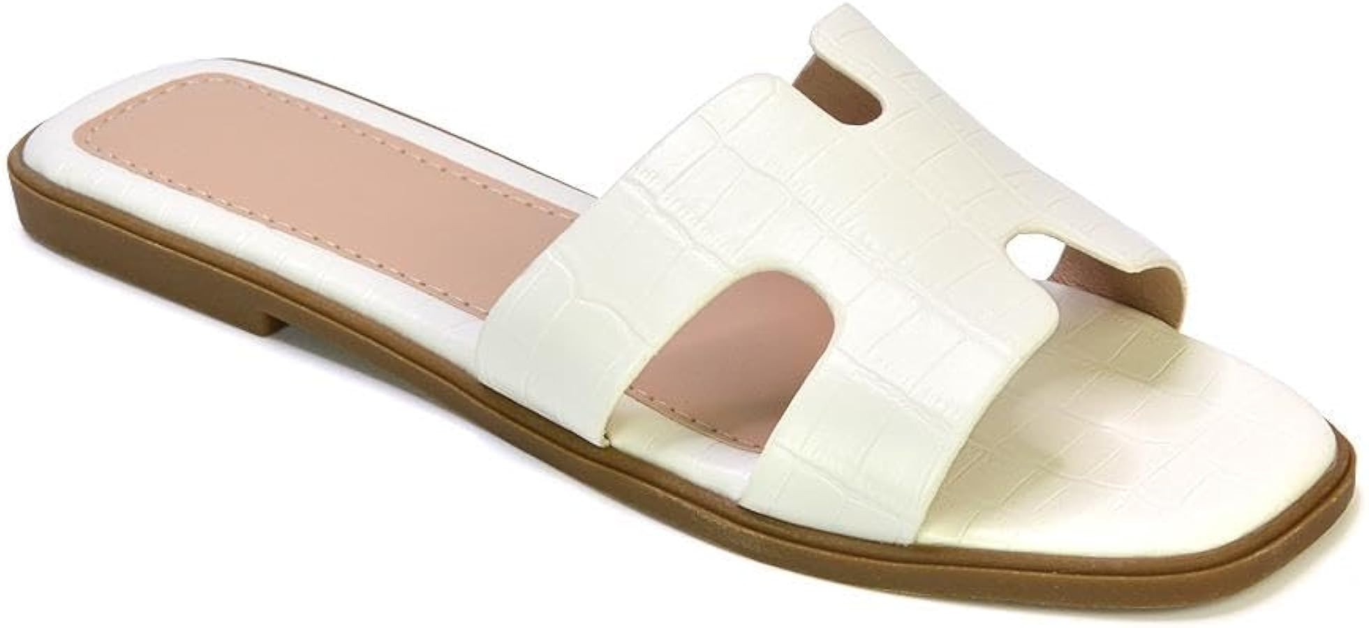 Womens Flat Sandals Ladies Open Toe Slip On Summer Casual Comfy Slide Sandals Size 5-10 | Amazon (US)