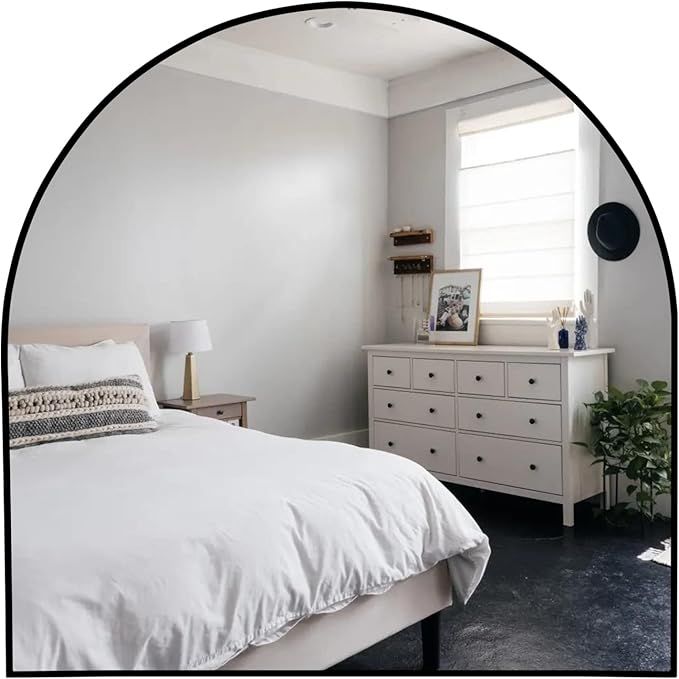 31"x33" Arch Bathroom Mirror, Wall Mounted, Black | Amazon (US)