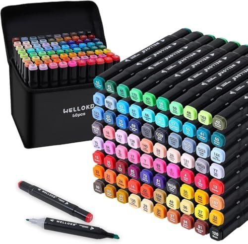 Alcohol Markers, 60 Colors Dual Tip Permanent Art Markers for Drawing,for Adult Coloring, Alcohol... | Amazon (US)