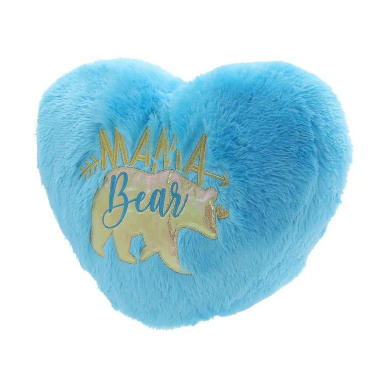 Way to Celebrate Mother’s Day 19 x 15 inch Plush Blue Heart Shaped Decorative Pillow for Adults... | Walmart (US)