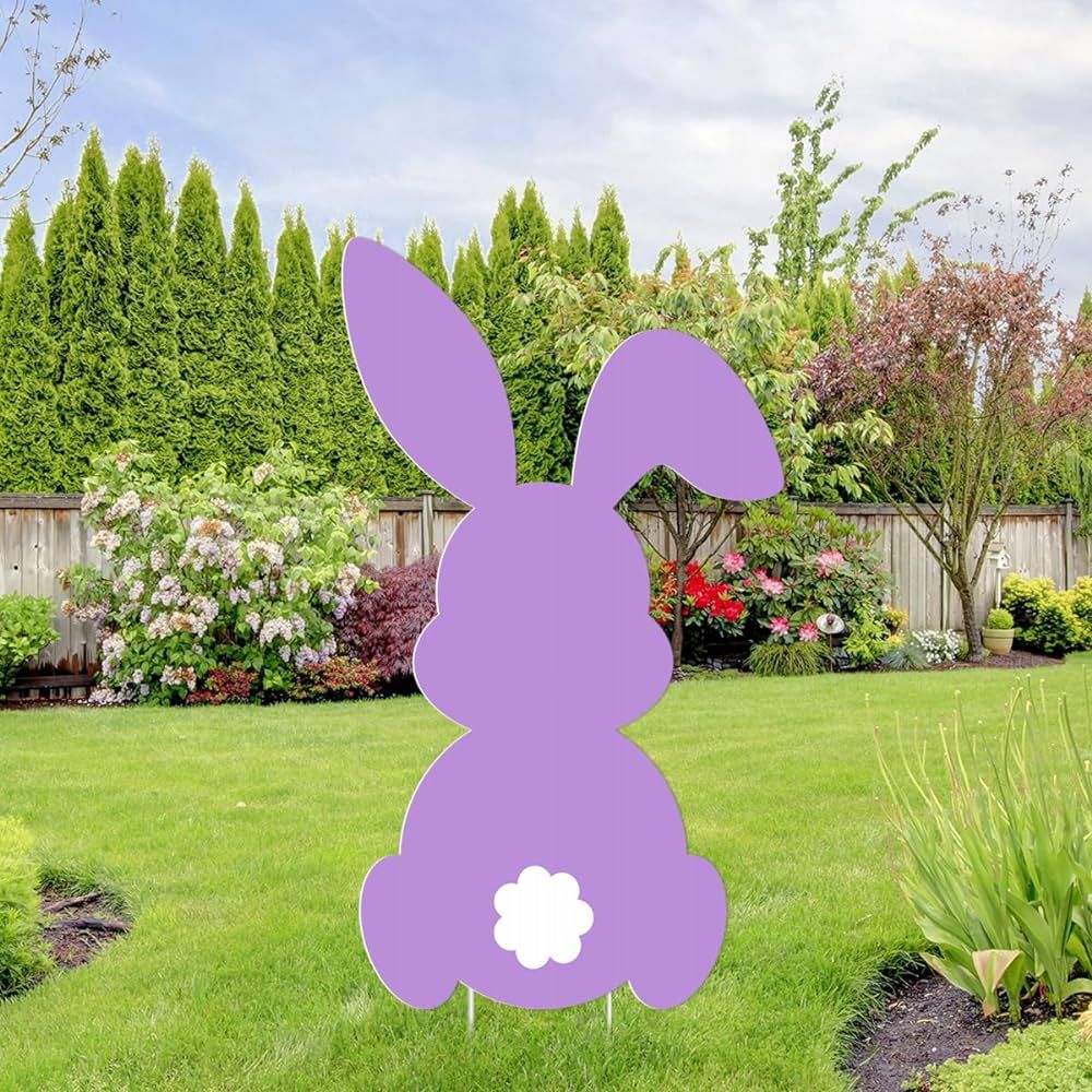 CMUSKO Easter Outdoor Decorations-Easter Bunny Yard Signs with Stakes Large Rabbits Party Supplie... | Amazon (US)