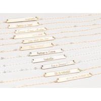 Personalized Gold Bar Necklace, Name Custom Fill Bridesmaid Silver Rose Necklace | Etsy (US)