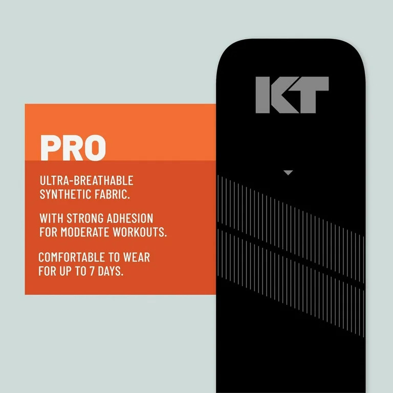 KT Tape Pro Ultra-Breathable Synthetic Kinesiology Tape, Jet Black, 20 Precut Strips | Walmart (US)