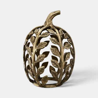 Tall Metal Fall Botanical Pumpkin Gold - Threshold\u2122 | Target