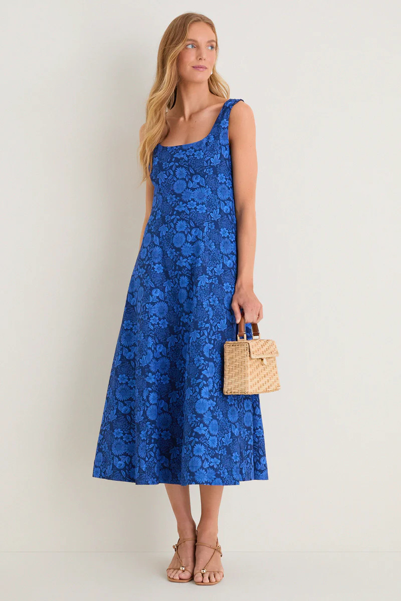 Cobalt Blue Dahlia Floral Catie Dress | Tuckernuck (US)