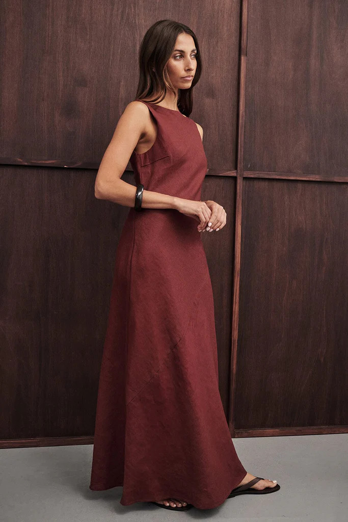 LACY SAHARA SLEEVELESS LINEN MIDI DRESS | DISSH