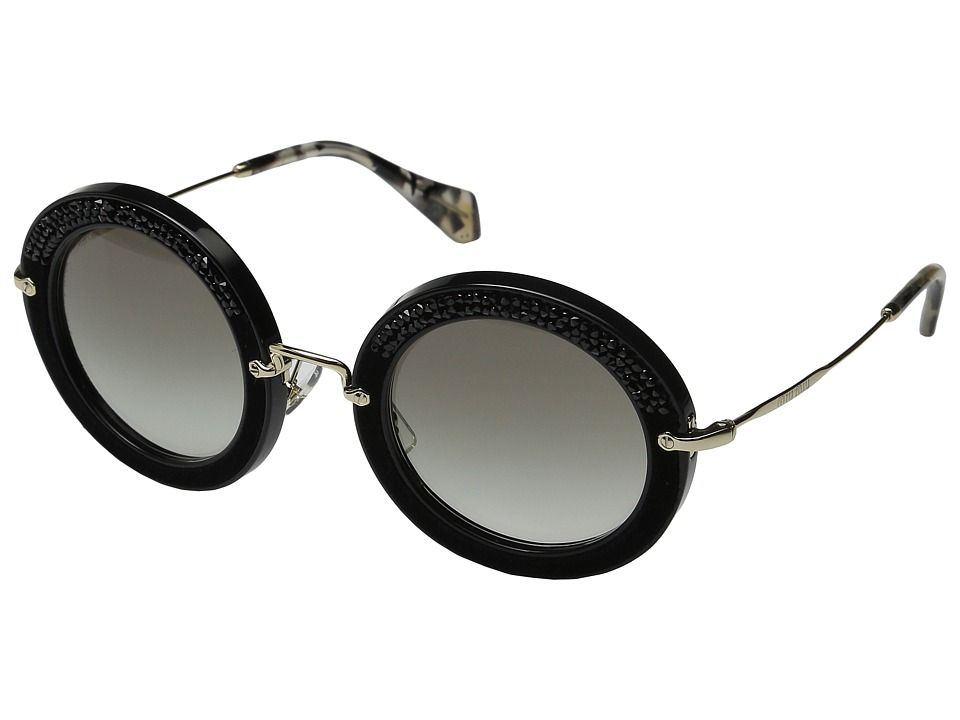 Miu Miu - 0MU 08RS (Black/Grey Gradient) Fashion Sunglasses | Zappos