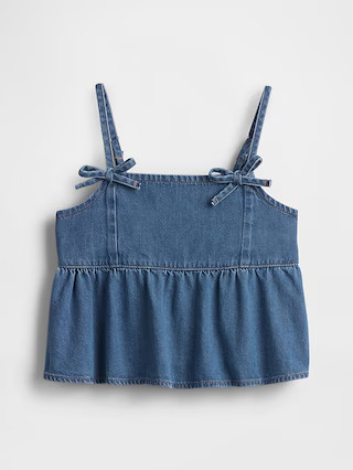 Kids Denim Bow-Strap Peplum Top | Gap (US)