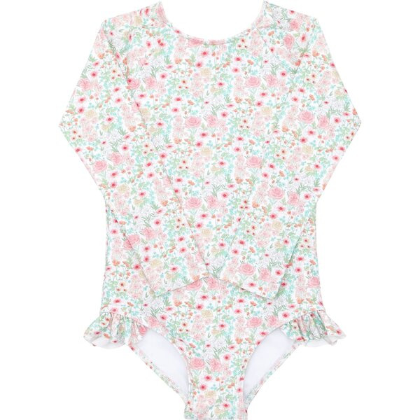 Girls Emerald Floral Rashguard One Piece | Maisonette