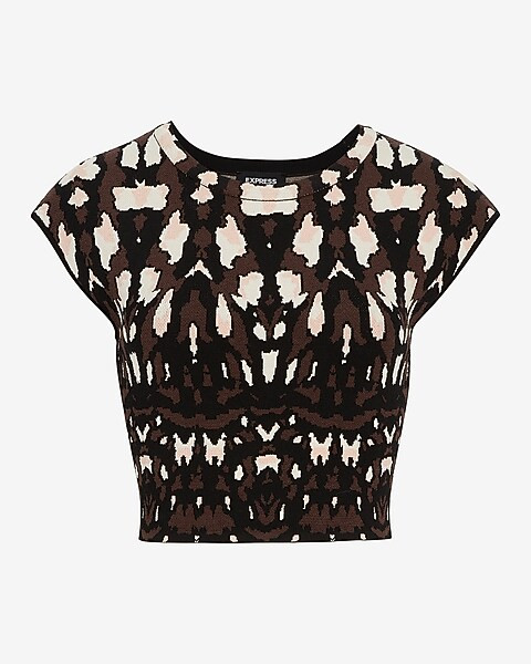 Body Contour Abstract Print Cropped Sweater | Express