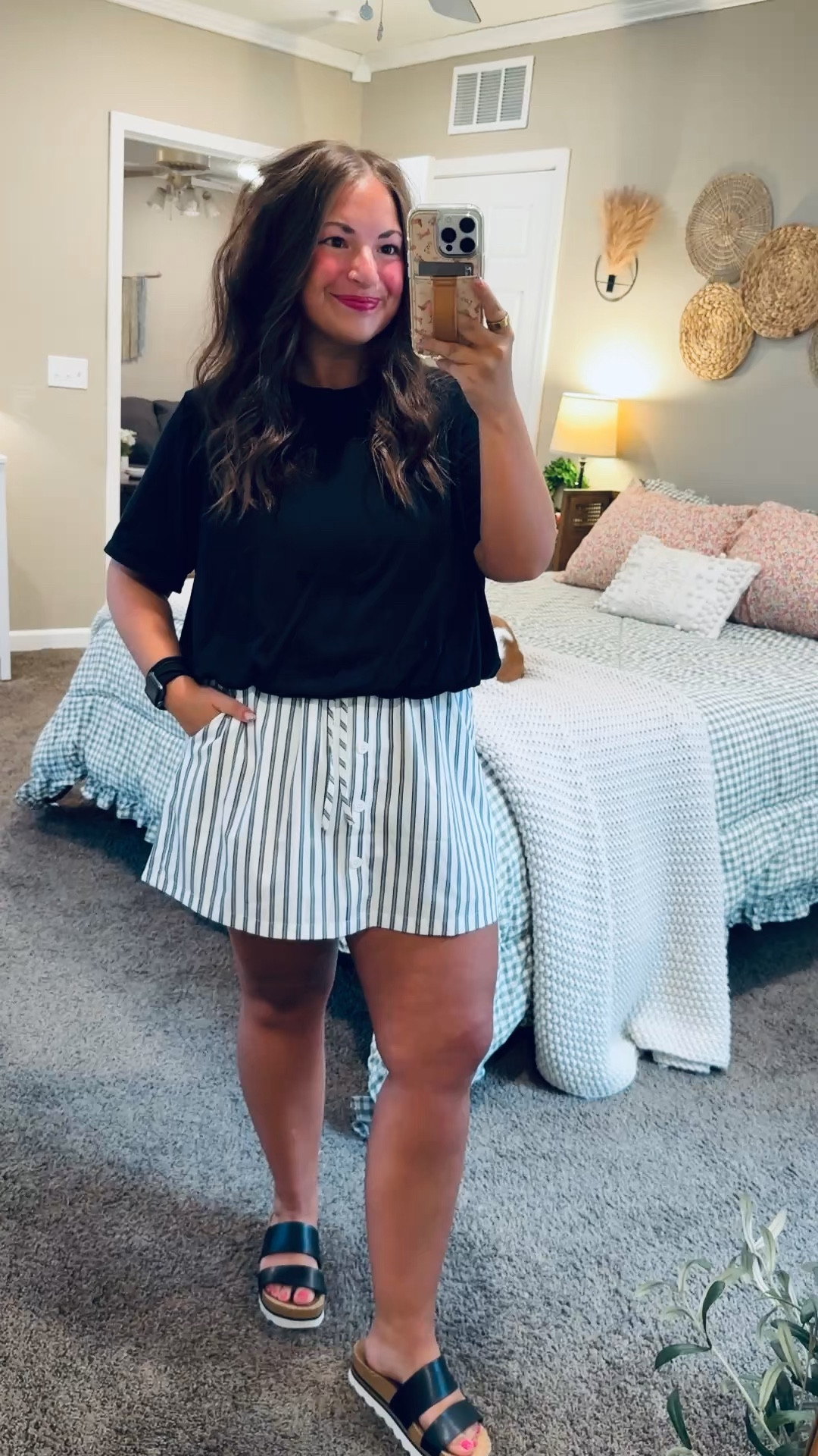 Classic black and white never goes out of style 🖤🤍 This Amazon mini skirt is such a fun piece for summer!

sandals: fit true to size // wearing a 5
skort: fits true to size // wearing a large
bubble tee: fits true to size // wearing a large 

 #LTKootd #LTKMidsize #LTKWorkwear