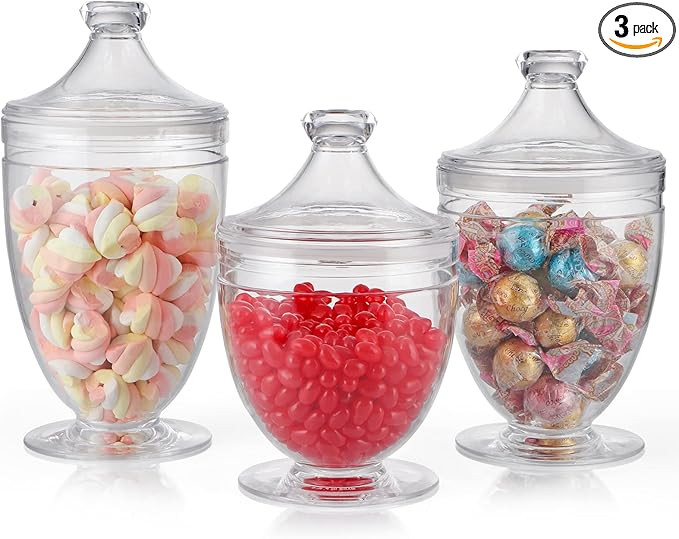 MOLIGOU Acrylic Apothecary Jars with Airtight Lid, Candy Jars for Candy Buffet, Decorative Bathro... | Amazon (US)