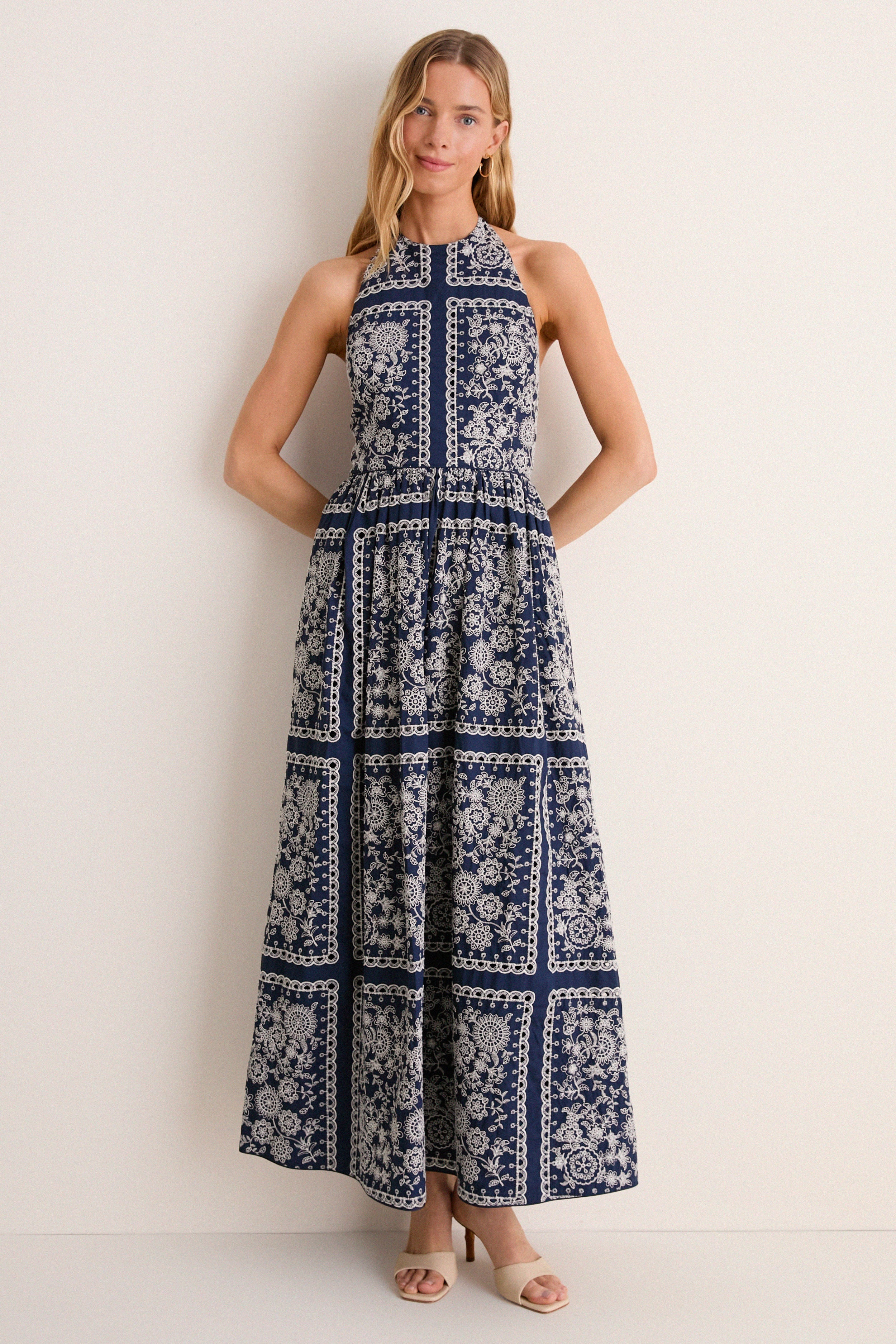 Navy Embroidered Marcie Dress | Tuckernuck (US)
