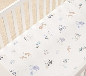 Avery Animals Organic Crib Fitted Sheet | Pottery Barn Kids