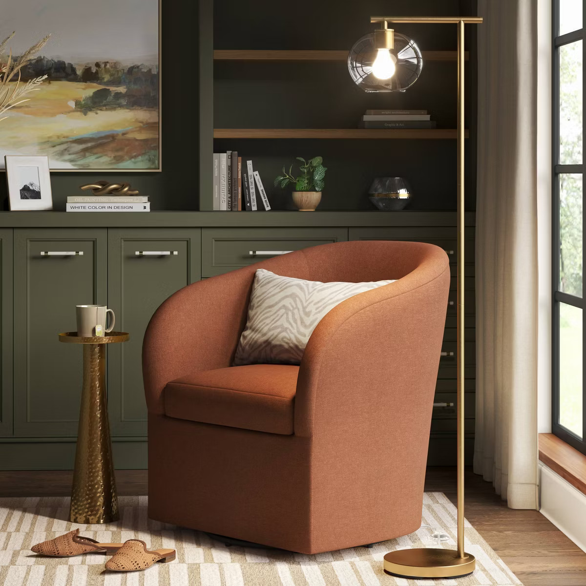 Brass Floor Lamp with Glass Shade - Threshold™: Modern Standing Light, ETL Listed, Metal Body | Target