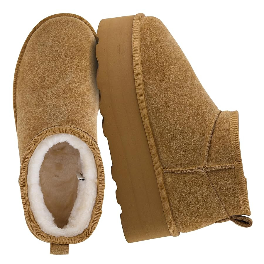 CUSHIONAIRE Hippy Women’s Platform Ankle Boots – Genuine Suede, Faux Fur Lining, Cozy Winter ... | Amazon (US)