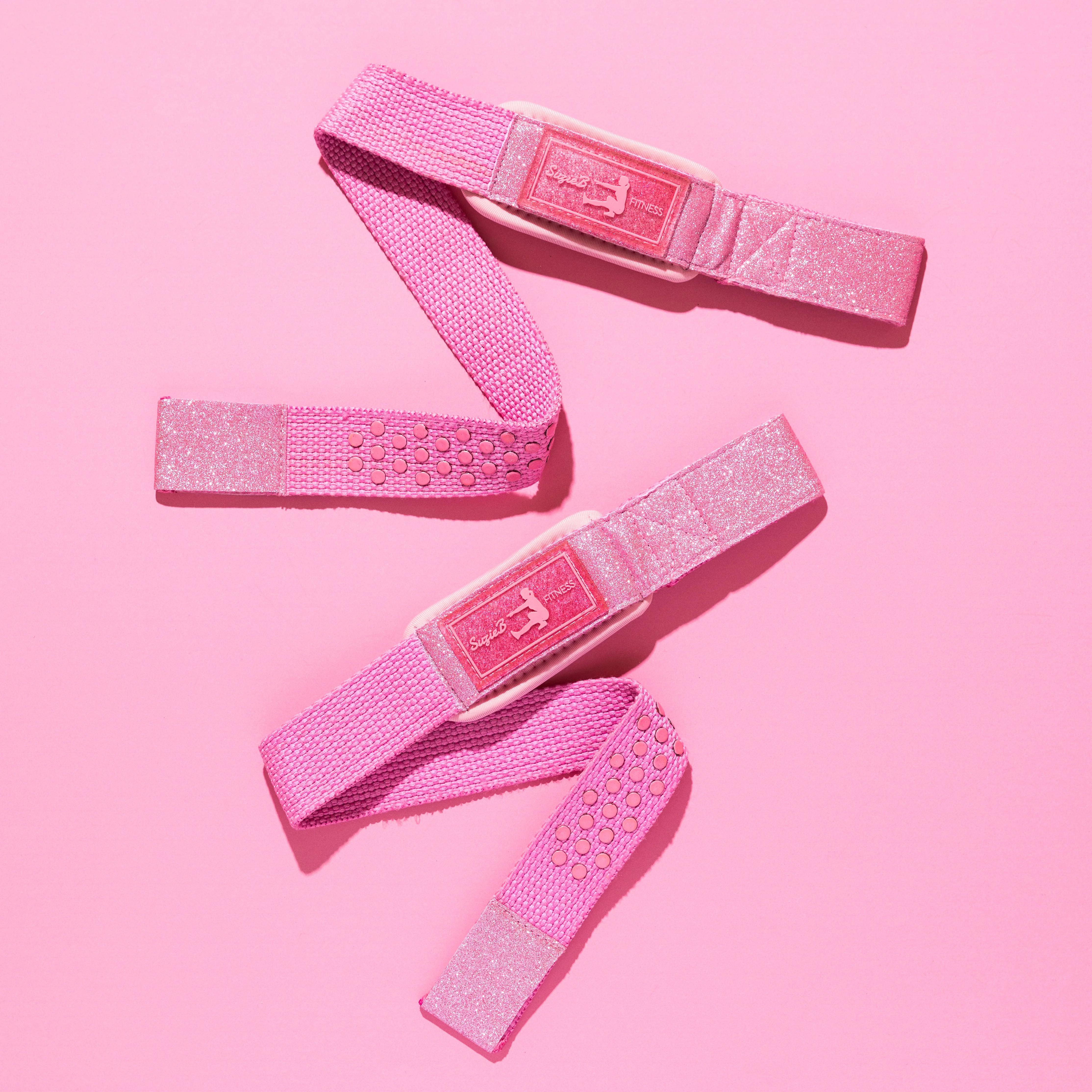 Pink Sparkle Lifting Straps | SuzieB Fitness