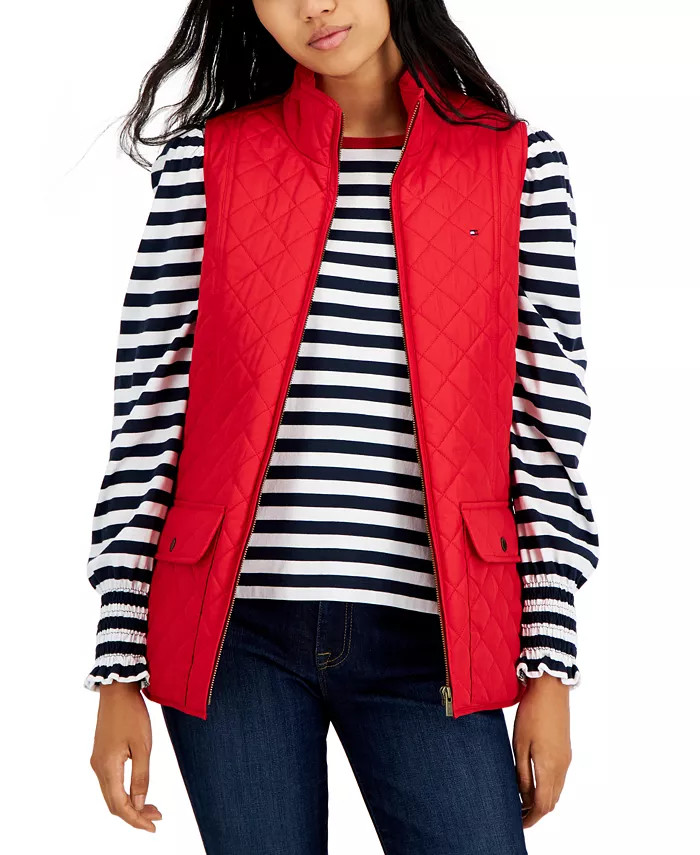Tommy Hilfiger Women's Quilted Zip Front Vest & Reviews - Jackets & Blazers - Women - Macy's | Macys (US)